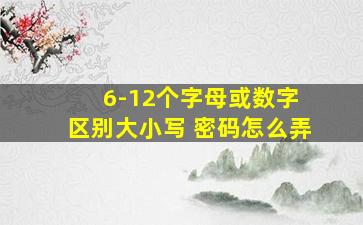 6-12个字母或数字 区别大小写 密码怎么弄